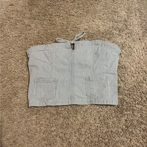 American Eagle Outfitters Blue and White Striped Crop Top